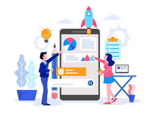 Startup Business Illustration Concept. Modern flat design concept of web page design for website and mobile website.Vector illustration