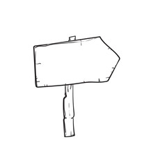 Doodle wood signs, hand drawn wooden direction cartoon style
