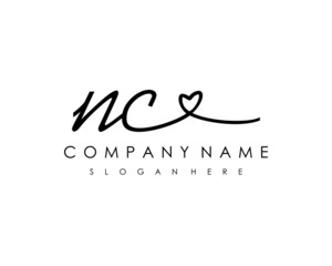NC Initial handwriting logo vector