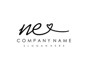 NE Initial handwriting logo vector