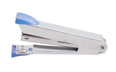 Blue staples . isolated on white background with clipping path.