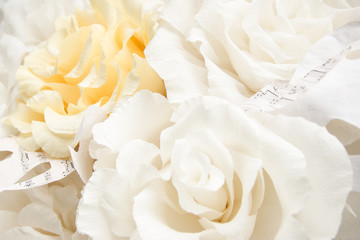 Close up of white flowers. Wedding decor background.