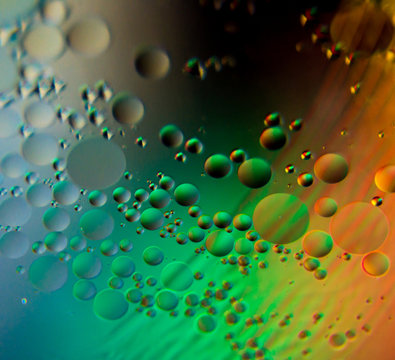 oil bubbles on a water surface with colorful abstract background