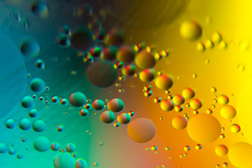 oil bubbles on a water surface with colorful abstract background