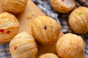 Group of Chinese pastry on the table