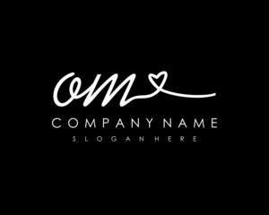 OM Initial handwriting logo vector