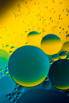 oil bubbles on a water surface with colorful abstract background