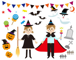 ハロウィン　おばけ　幽霊　ゴースト　祭り　帽子　星　かわいい　キャンディ　飴　南瓜　男の子　女の子