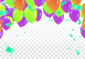 Fototapeta na wymiar Banner with flags balloons and Happy Birthday card party place for text. Can be used for cards, gifts, invitations sales, web design