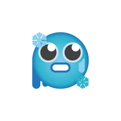 Fotobehang Cold freezing emoticon flat icon, icy-blue face emoji vector sign, colorful pictogram isolated on white. Symbol, logo illustration. Flat style design © alekseyvanin