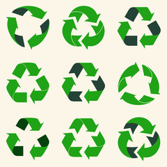 Obraz premium Recycle reuse arrows set - ecology icons collection.