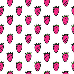 Seamless pattern with strawberries.