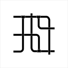 Pipe Icon, Plumbing Work, Gas,, Air, Water, Oil, Liquid Pipeline