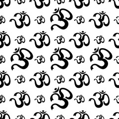 Aum (Om) The Holy Motif Seamless Pattern