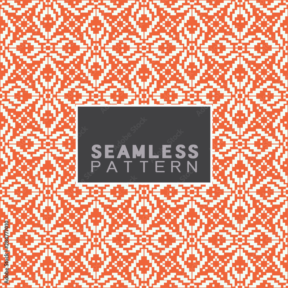 Poster vector seamless mosaic pattern and repeating thai modern basketry pattern style on blue background.