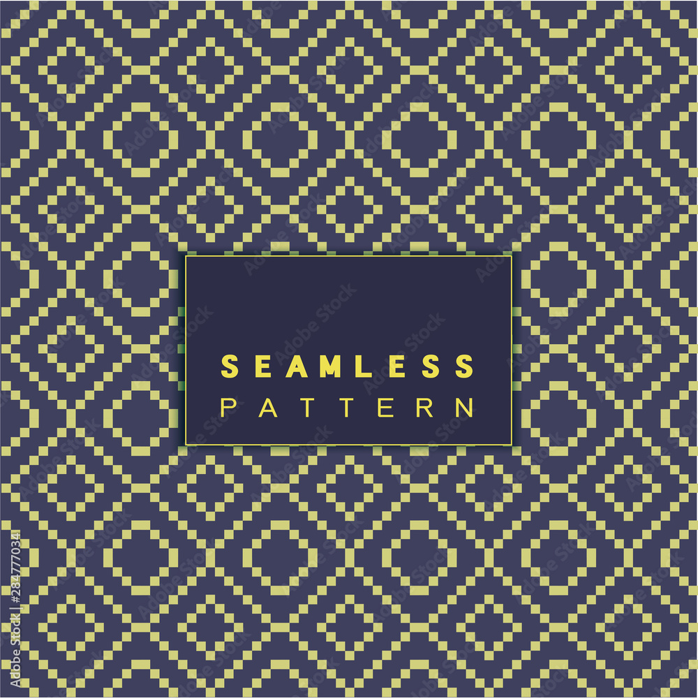 Poster vector seamless mosaic pattern and repeating thai modern basketry pattern style on blue background.