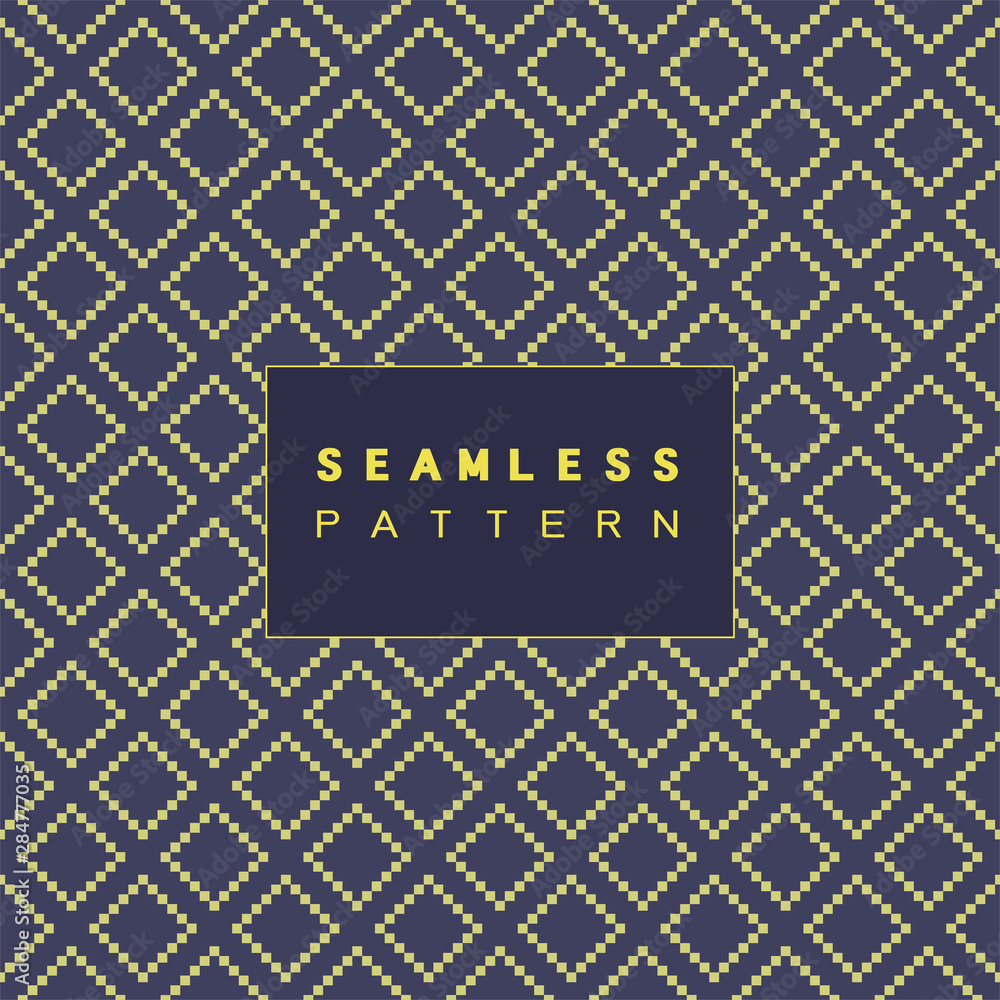 Poster vector seamless mosaic pattern and repeating thai modern basketry pattern style on blue background.
