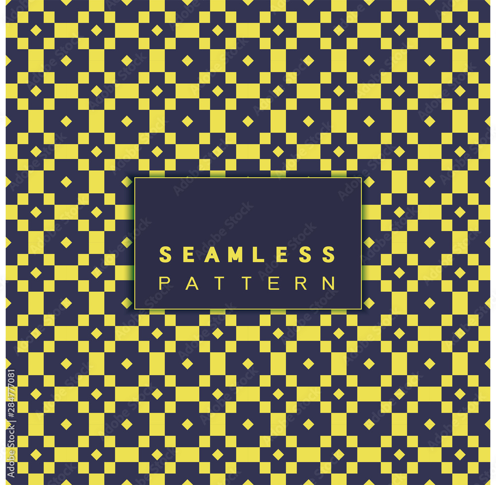 Poster vector seamless mosaic pattern and repeating thai modern basketry pattern style on blue background.