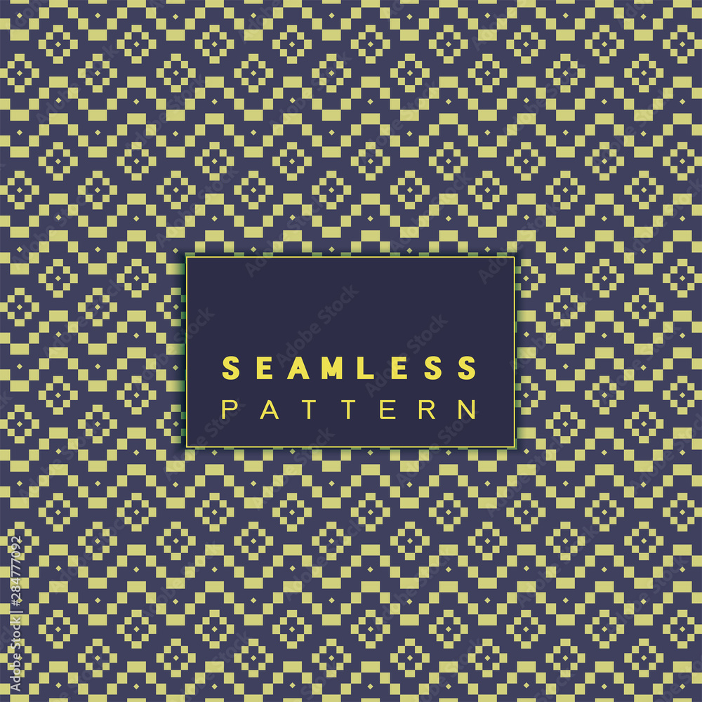 Poster vector seamless mosaic pattern and repeating thai modern basketry pattern style on blue background.