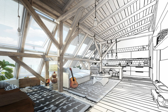 My place under the roof 01 (draft) - 3d illustration