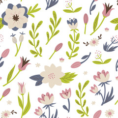 Seamless Floral Pattern. Hand Drawn Vector Illustration.
