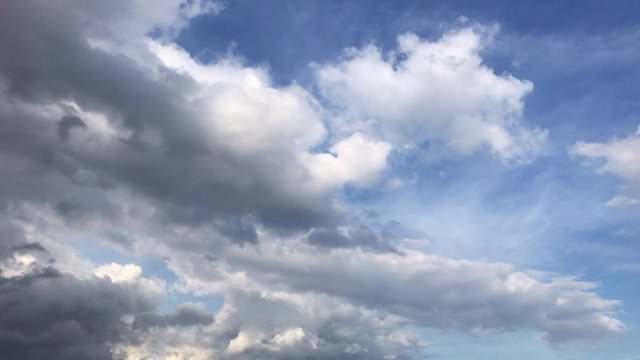 Time lapse of clouds in blue sky.