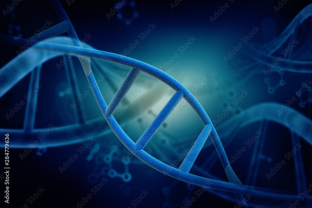 Poster 3d render of dna structure, abstract background