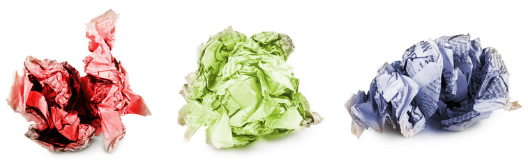 Isolated image of a crumpled papers close up
