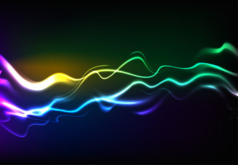 Modern speaking sound waves oscillating dark blue light, Abstract technology background. Vector illustration