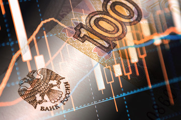 Fototapeta premium The price chart Japanese candle stick charts