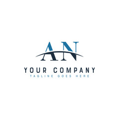 Initial letter AN, overlapping movement swoosh horizon logo company design inspiration in blue and gray color vector