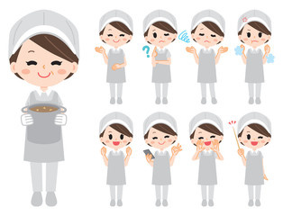 Aunt of school lunch illustration set