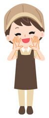 Illustration of cheering by a bakery woman