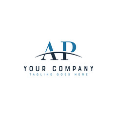 Initial letter AP, overlapping movement swoosh horizon logo company design inspiration in blue and gray color vector