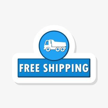 Free shipping concept. Delivery truck sticker icon