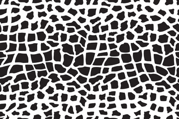 Crocodile skin. Vector image. Textile. Snake black white repeated. Giraffe seamless pattern. 