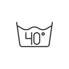 40 C or 105 F, water temperature washing line icon. filled flat sign for mobile concept and web design. Wash machine instruction glyph icon. Laundry symbol, logo illustration. Vector graphics