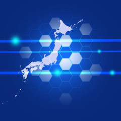 日本経済　日本地図　日本ビジネス　ビジネスイメージ　地図　成長