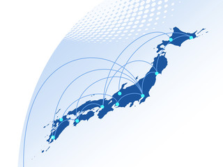 日本経済　日本地図　日本ビジネス　ビジネスイメージ　地図　成長