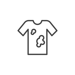 Dirty shirt line icon. linear style sign for mobile concept and web design. Stain remove sign outline vector icon. Laundry symbol, logo illustration. Vector graphics