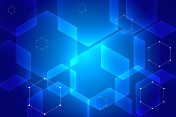 Blockchain Technology Background. Blue Digital Pattern. Bussines Concept Banner. Blockchain Vector Concept Illustration.