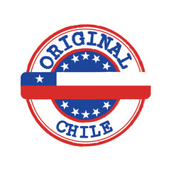 Vector Stamp of Original logo with text Chile and Tying in the middle with nation Flag.