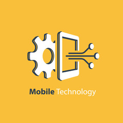 Software development, mobile technology concept, smartphone innovation