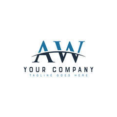 Initial letter AW, overlapping movement swoosh horizon logo company design inspiration in blue and gray color vector