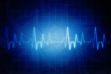 Heart with cardiogram -2D illustration