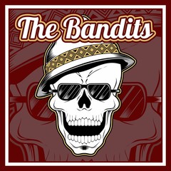 the bandits skull wearing cap hand drawing vector