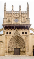 View at the Portal of Saint Mary Cathedral of Huesca in Spain