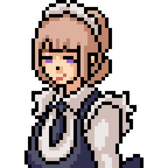 vector pixel art anime girl