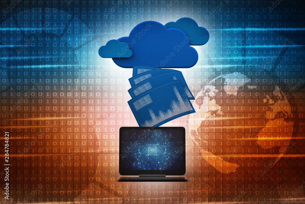 Poster 3d rendering cloud computer network