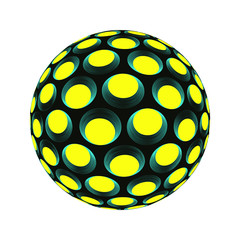 optical illusion dotted sphere pop yellow blue black